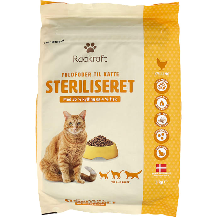 Tørfoder m. kylling og fisk steril