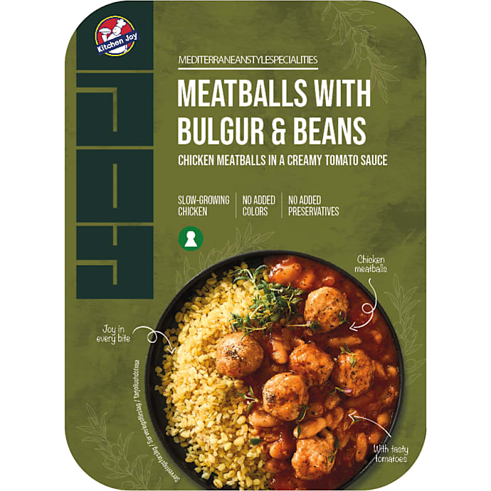 Kødboller m. bulgur og bønner