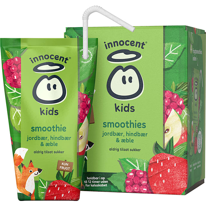 Smoothie m. jordbær, hindbær og æble – produktbillede