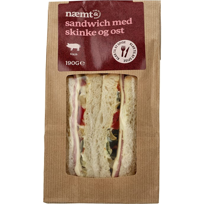 Sandwich m. skinke og ost – produktbillede