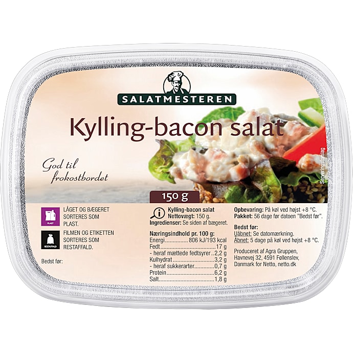 Kyllinge- og baconsalat