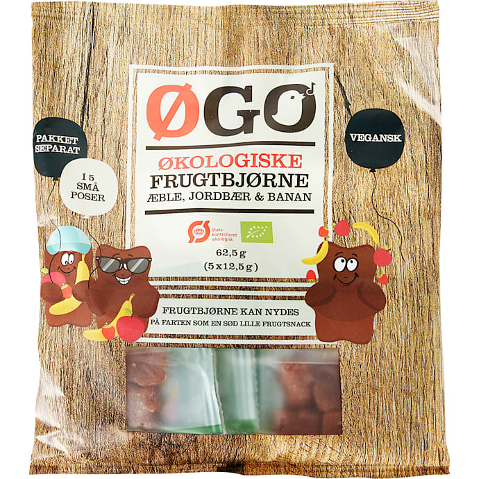 Frugtstænger m. jordbær, banan og æble øko