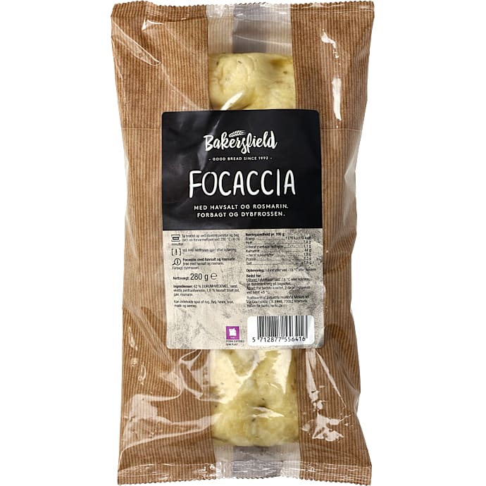 Bakersfield focaccia havsalt/rosmar 280g