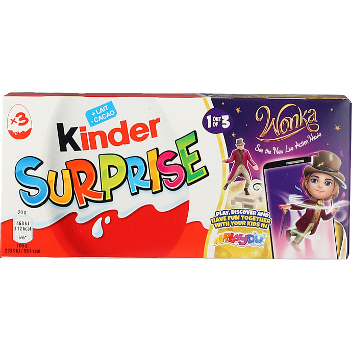 Kinder Surprise mælkechokoladeæg 3-pak – produktbillede