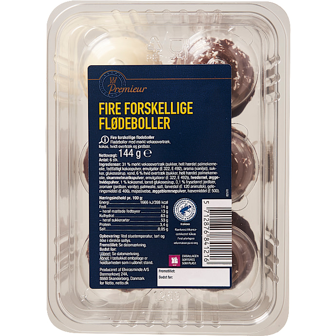 Blandede flødeboller – produktbillede
