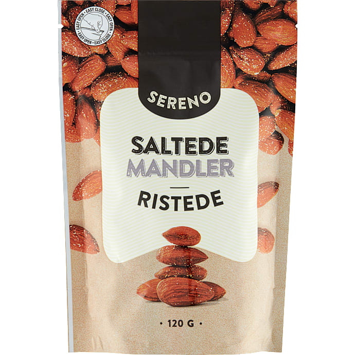 Ristede og saltede mandler – produktbillede