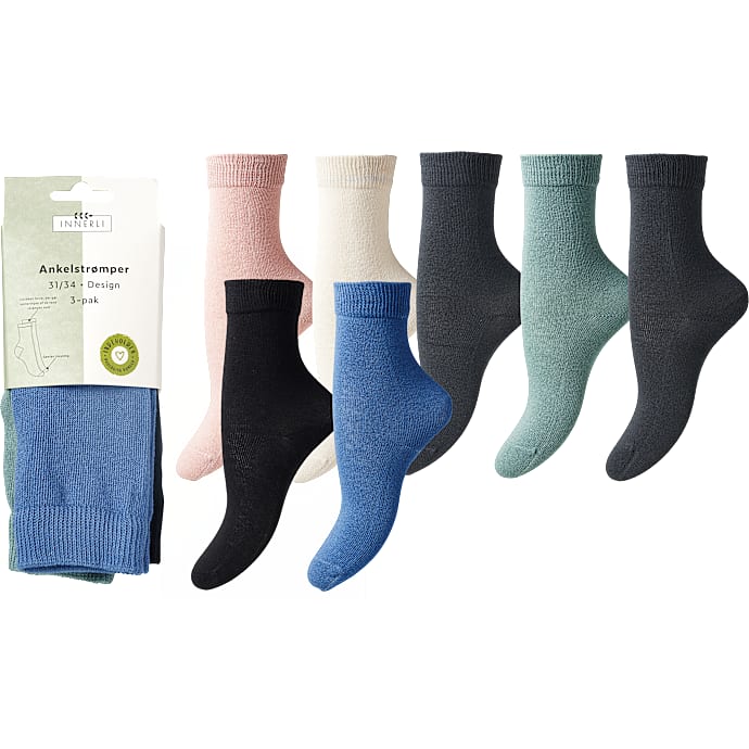 Ankelstrømper str. 31/34 3-pak – produktbillede