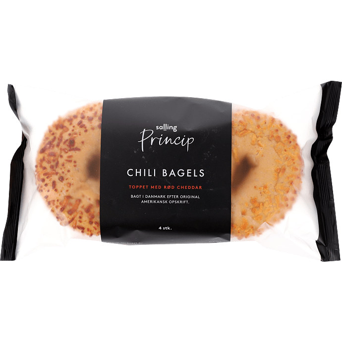 Bagels m. chili og cheddar