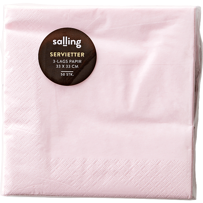 Salling ensfarvede servietter 33x33 cm 50-pak - rosa