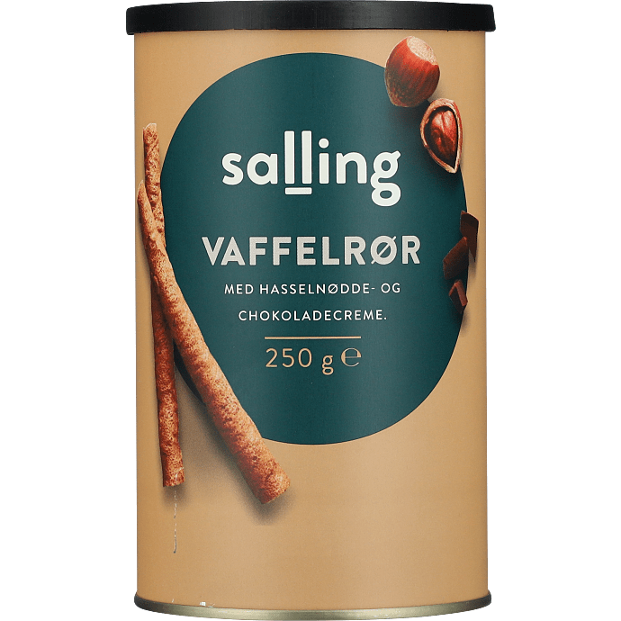 Vaffelrør m. hasselnødde- og kakaocreme