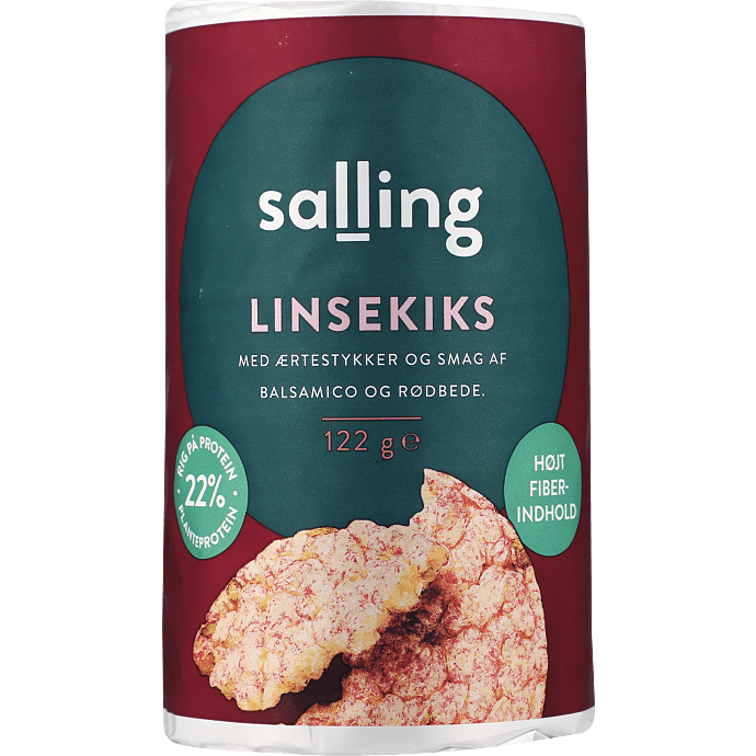 Linsekiks m. ærtestykker og balsamico- og rødbedesmag