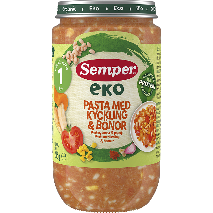 Pasta med kylling og hvide bønner fra 12 mdr.