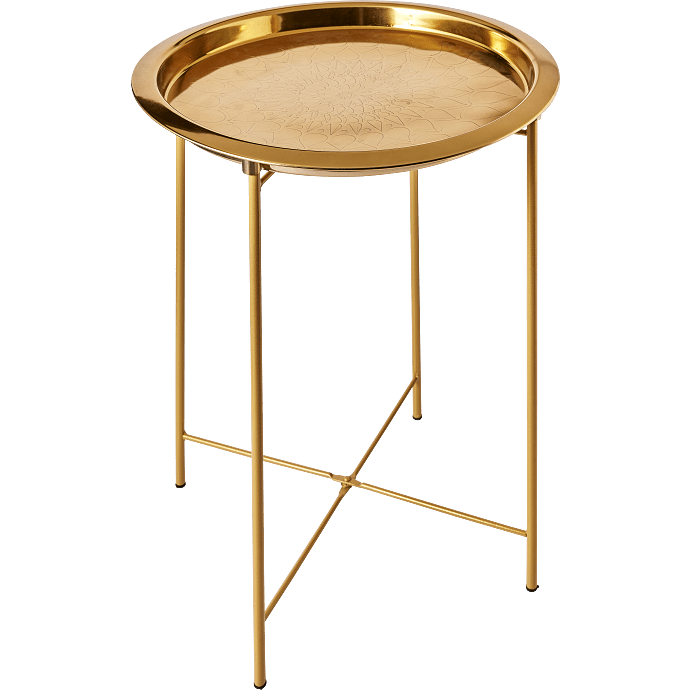 Brass sidebord med mønster - guldfarvet