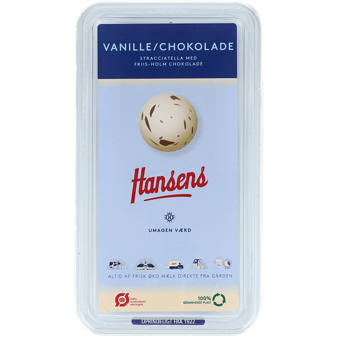 Vanilje flødeis m. chokoladestykker øko