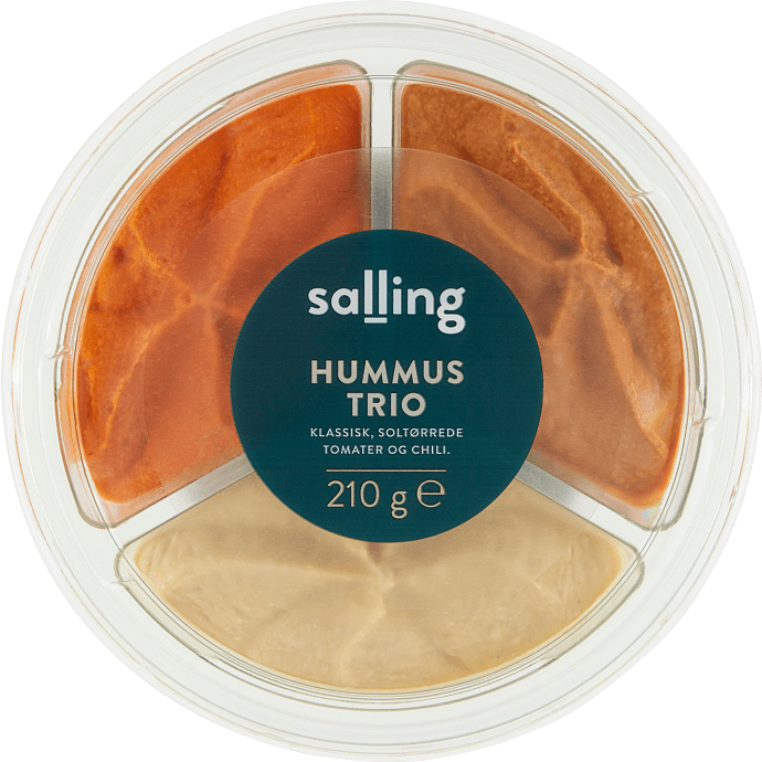 Trio hummus m. soltørrede tomater og chili