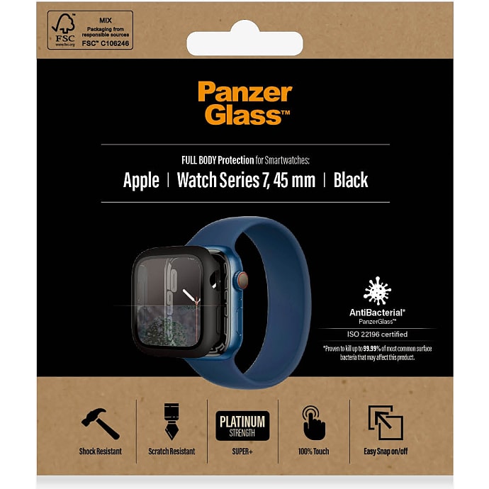 PanzerGlass Full Body Apple Watch Series 7 45mm - sort