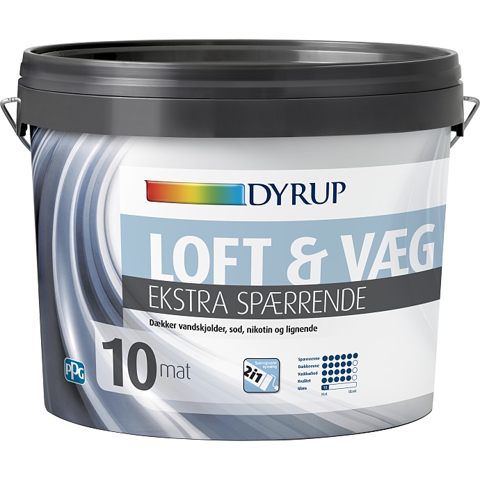 Dyrup loft & vægmaling Ekstra spærrende 4,5 liter - hvid