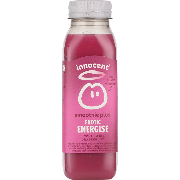 Smoothie m. æble, banan, litchi og dragefrugt