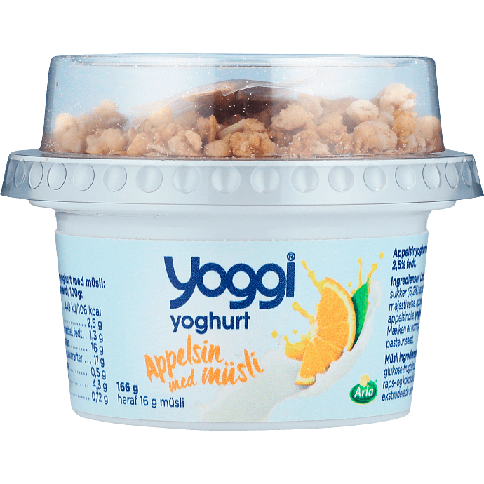Yoghurt m. appelsin og müsli  2,5% fedt