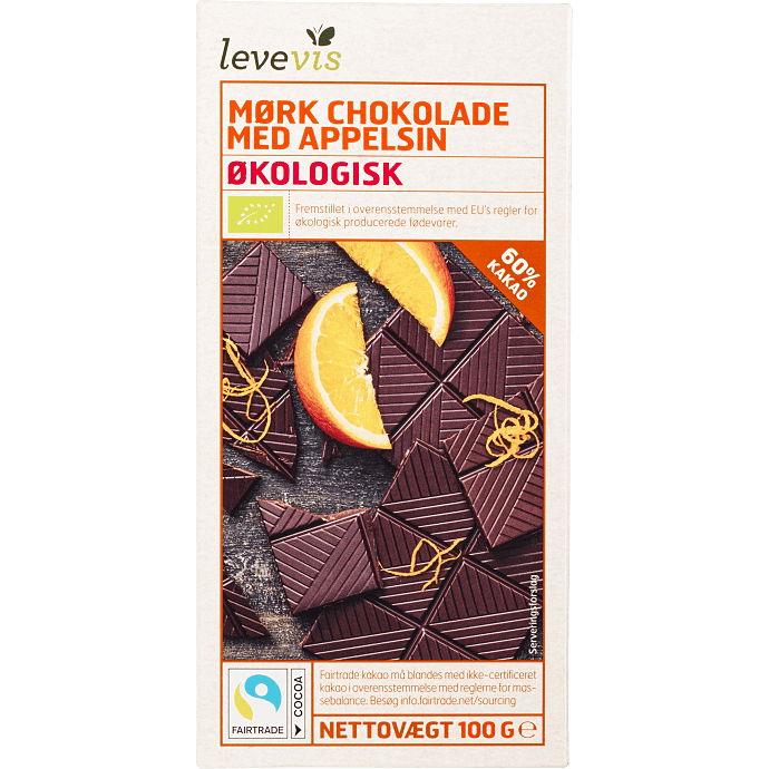 Mørk chokolade 74% kakao m. appelsin øko