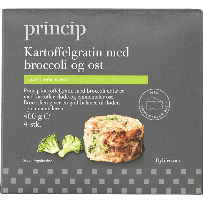 Kartoffelgratin m. broccoli og ost