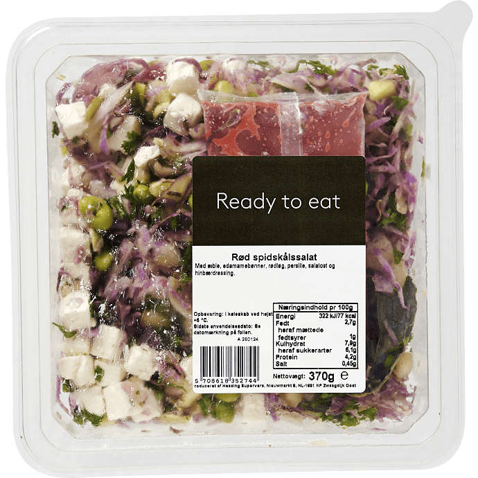 Spidskålssalat m. hindbærdressing