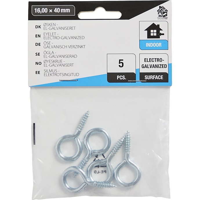 HomeFixer øjekrog 16x40 mm 5 stk