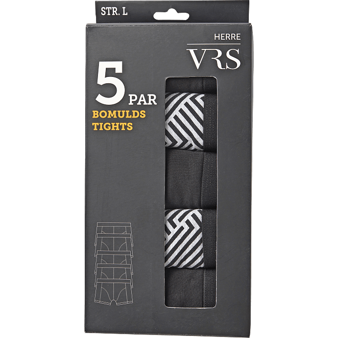 VRS herre 5-pak tights str. XL - sort/printet