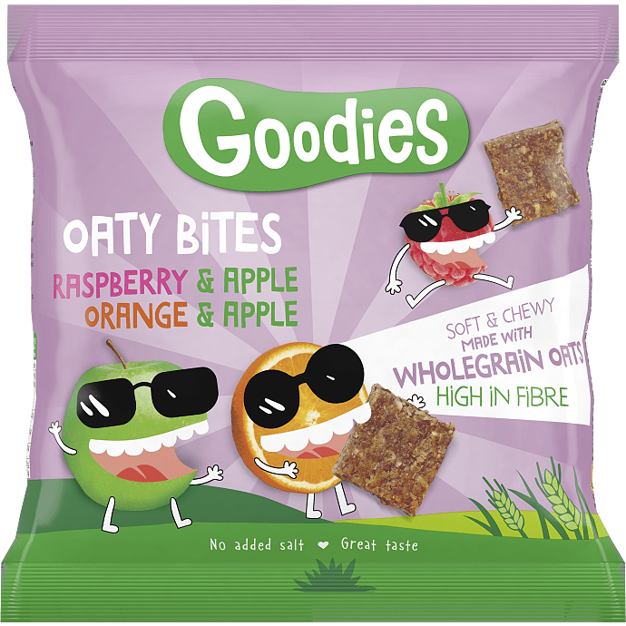 Mini havrebar m. æble, hindbær og appelsin