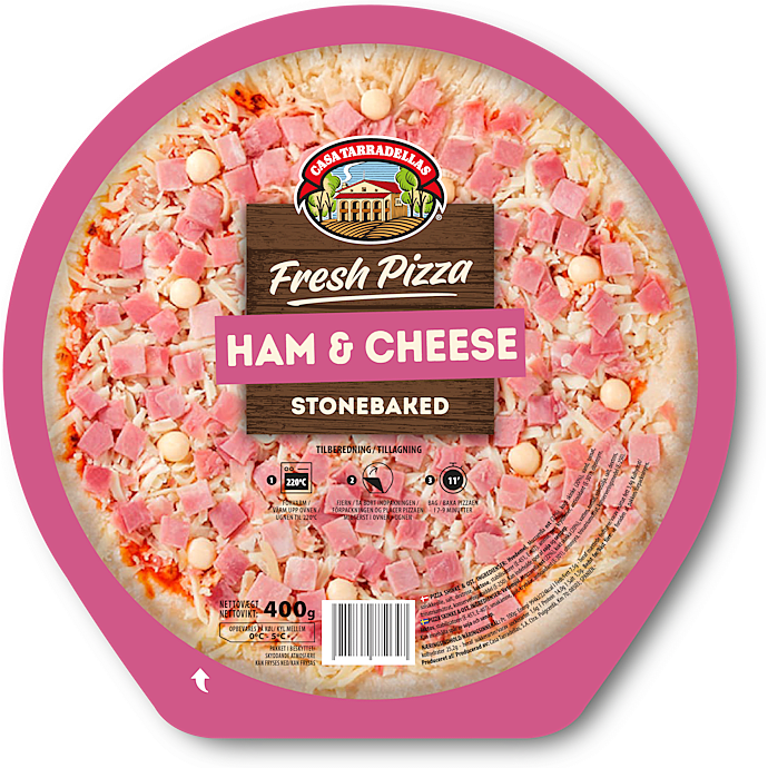 Pizza m. skinke og ost