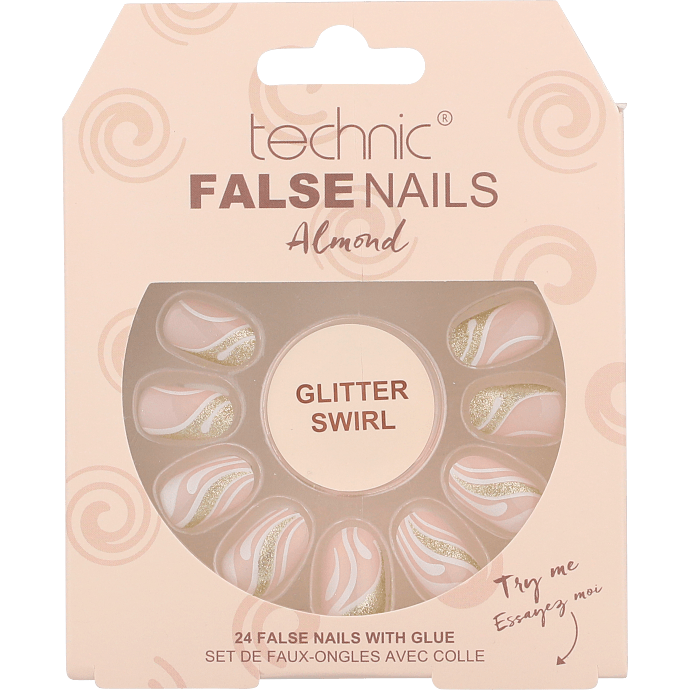 Kunstige negle Almond Glitter Swirl