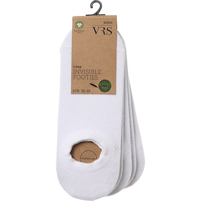VRS børne 5-pak footies str. 35/37 - hvid