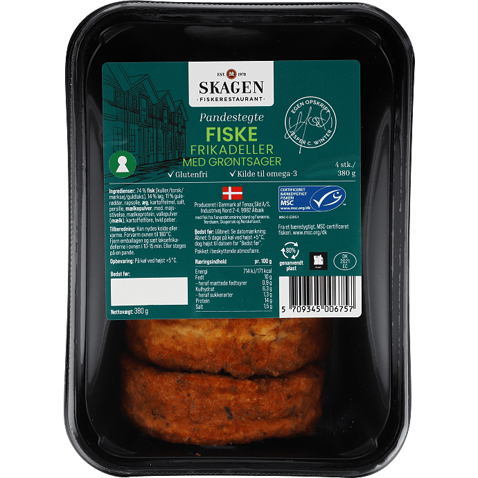 Fiskefrikadeller m. grøntsager glutenfri