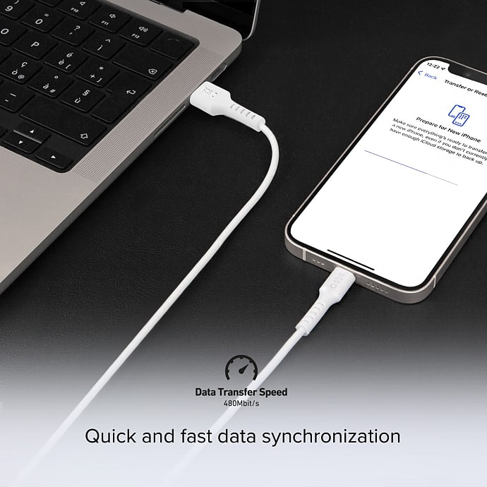 SBS USB-A til USB-C 1 meter - hvid
