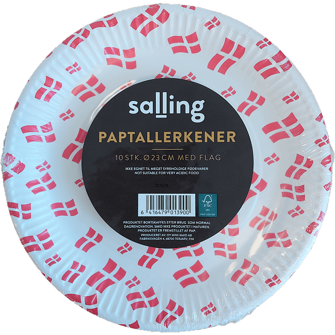 Salling paptallerkener Ø:23 cm 10-pak - Dannebrog