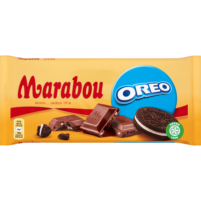 Mælkechokolade m. kakaokiks og cremefyld m. vaniljesmag