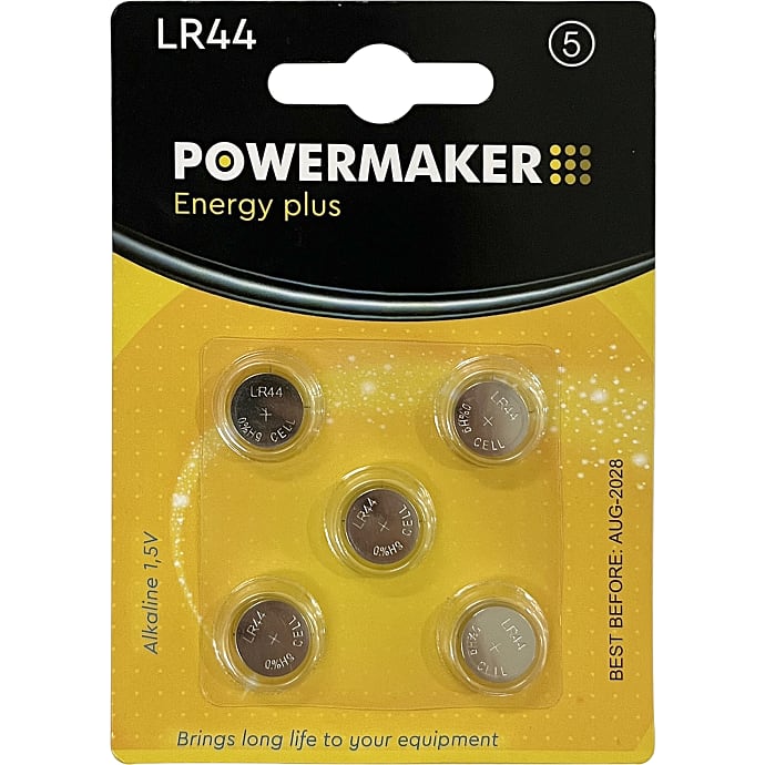 Powermaker knapcellebatterier LR44 5-pak