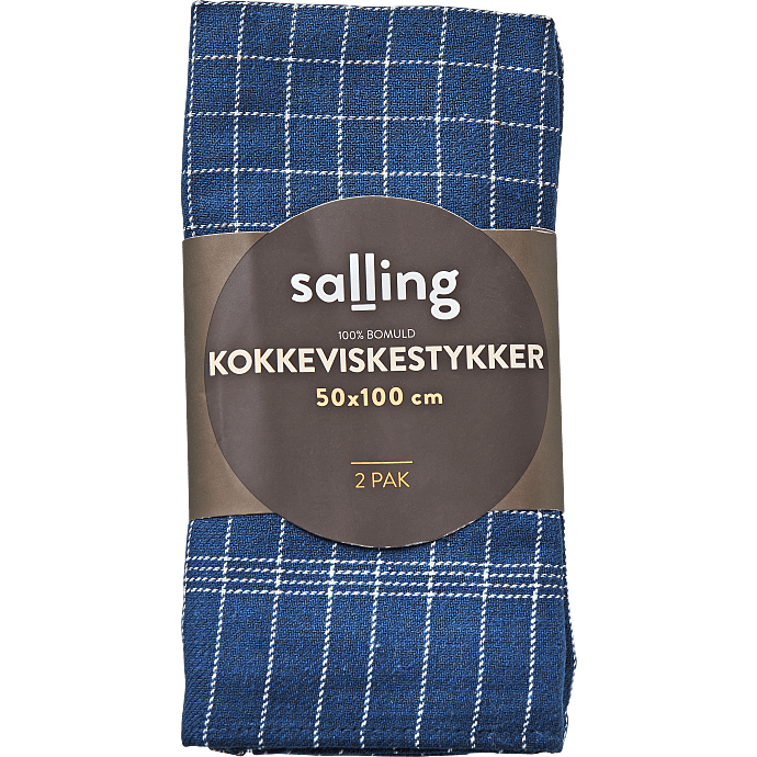 Salling kokkeviskestykke 2-pak - blå med hvide tern