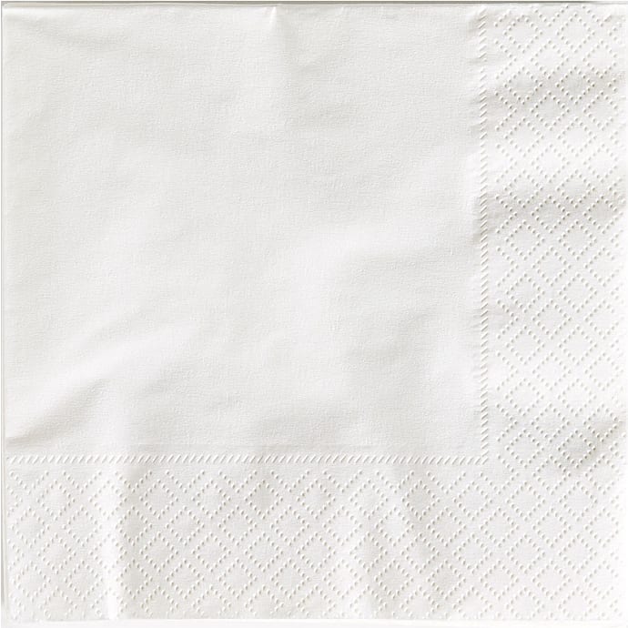 Windsor ensfarvede servietter 25x25 cm 20-pak - hvid