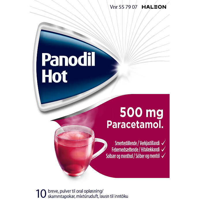 Smertestillende og febernedsættende pulverbreve 500 mg