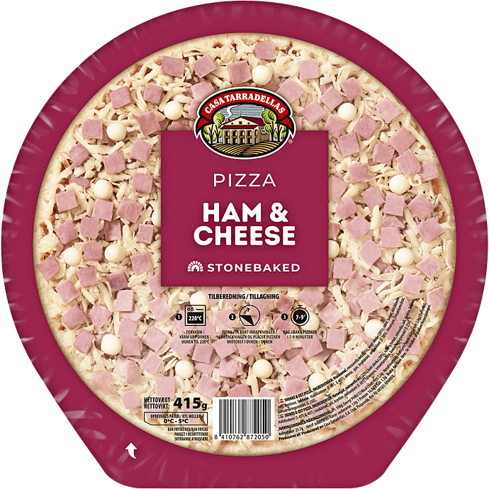 Pizza m. skinke og ost