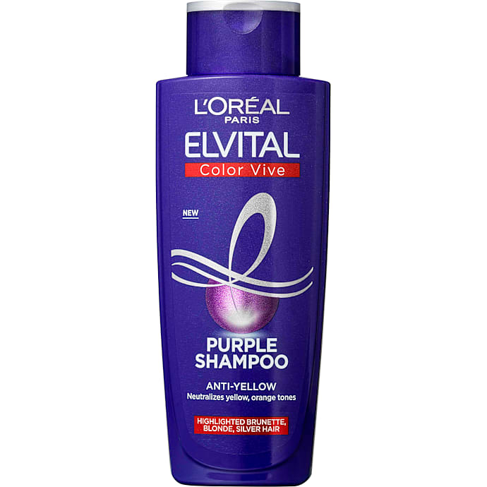 Purple silvershampoo highlightet brun-, blondt og gråt hår
