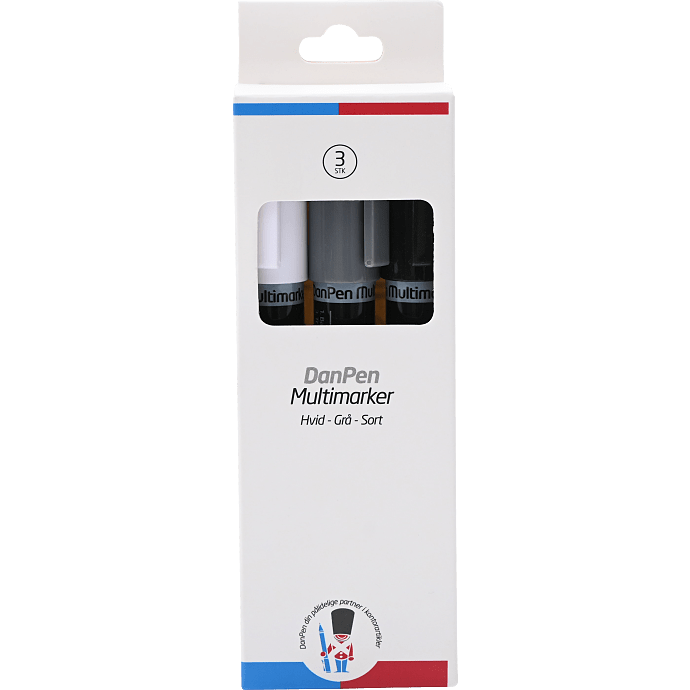 Danpen multimarker hvid, grå, sort 3-pak