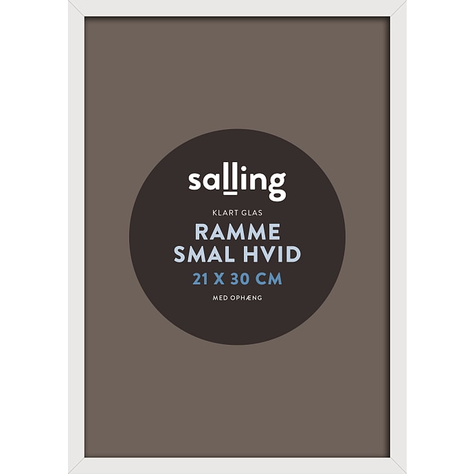 Hvid ramme m. glas - 21x30 cm