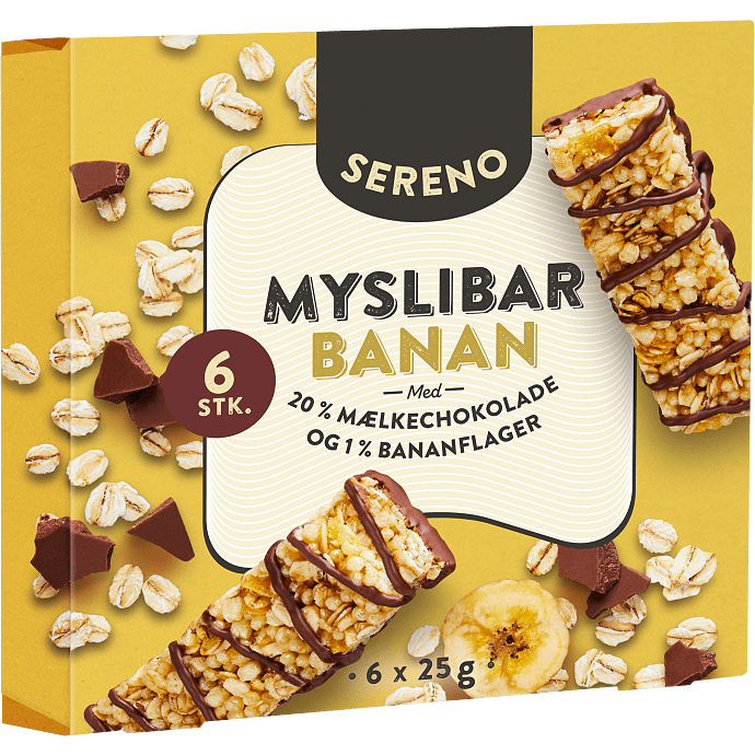 Müslibarer m. chokolade og banan