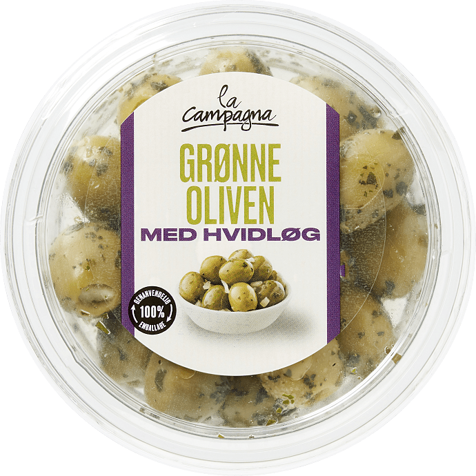Grønne oliven m. hvidløg