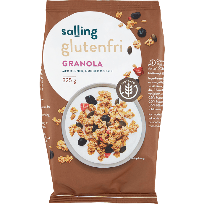Granola m. jordbær, hindbær og blåbær glutefri