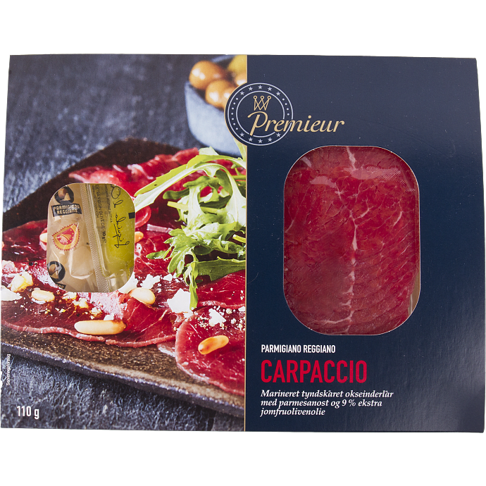 Carpaccio m. olie og ost
