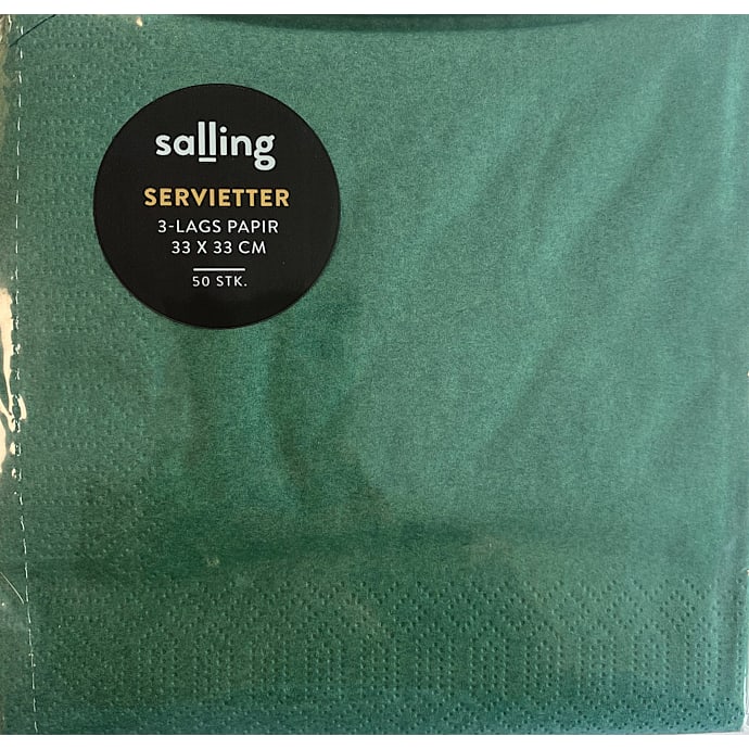 Salling ensfarvede servietter 33x33 cm 50-pak - Flaskegrøn