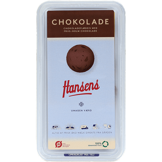 Chokolade flødeis m. chokoladestykker øko
